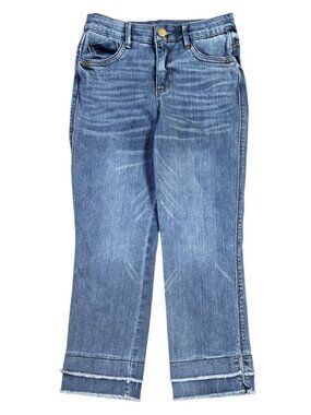 Democracy Absolution Double Layer Fray Hem Kick Flare Cropped Jeans Stretch